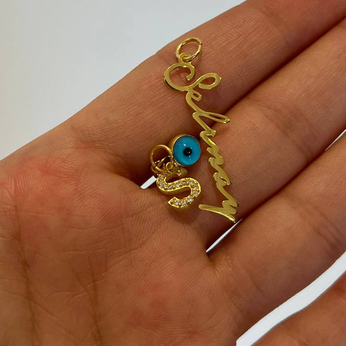 Elegante AURIME Silberkette mit Strass und Nazar-Anhänger, Signatur-Design, aus 925 Silber, detailreiche Schmuckaufnahme