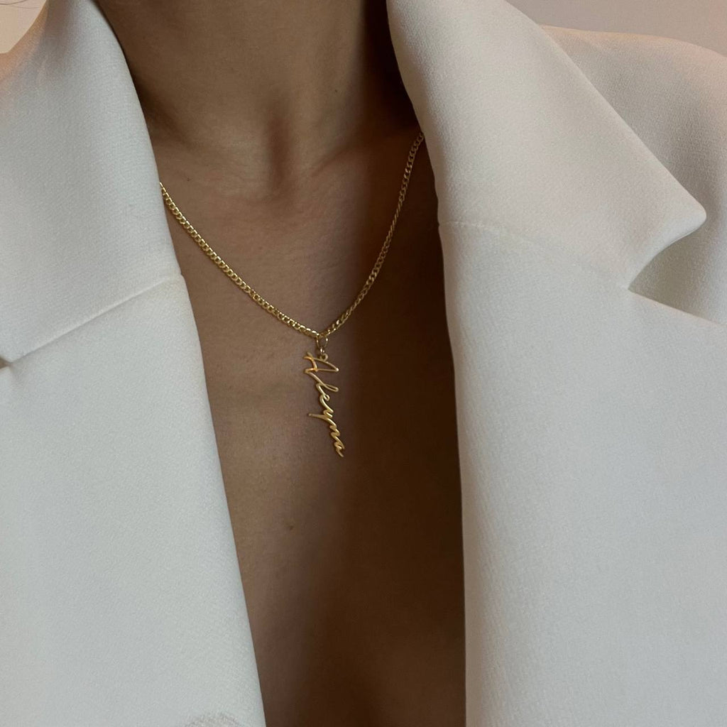 SIGNATUR NAMENSKETTE CUBAN aus 925 Silber - Eleganter Halskette - AURIME