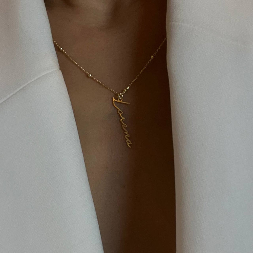 VINTAGE SIGNATUR NAMENSKETTE aus 925 Silber - Eleganter Halskette - AURIME