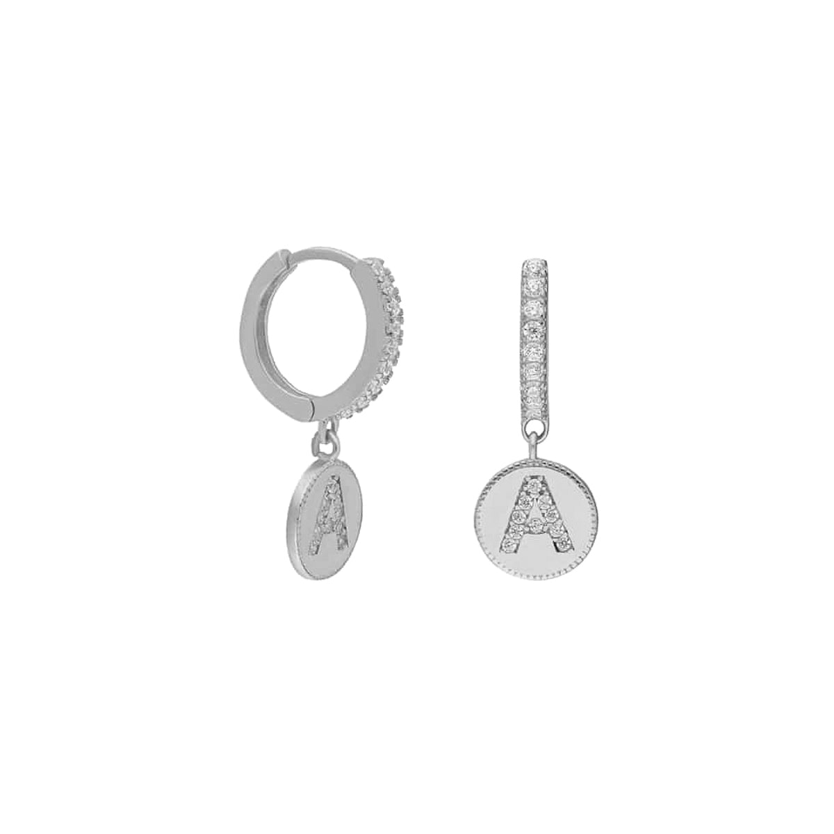 PLÄTTCHEN ZIRKONIA BUCHSTABEN OHRRING aus 925 Silber - Eleganter Ohrringe - AURIME