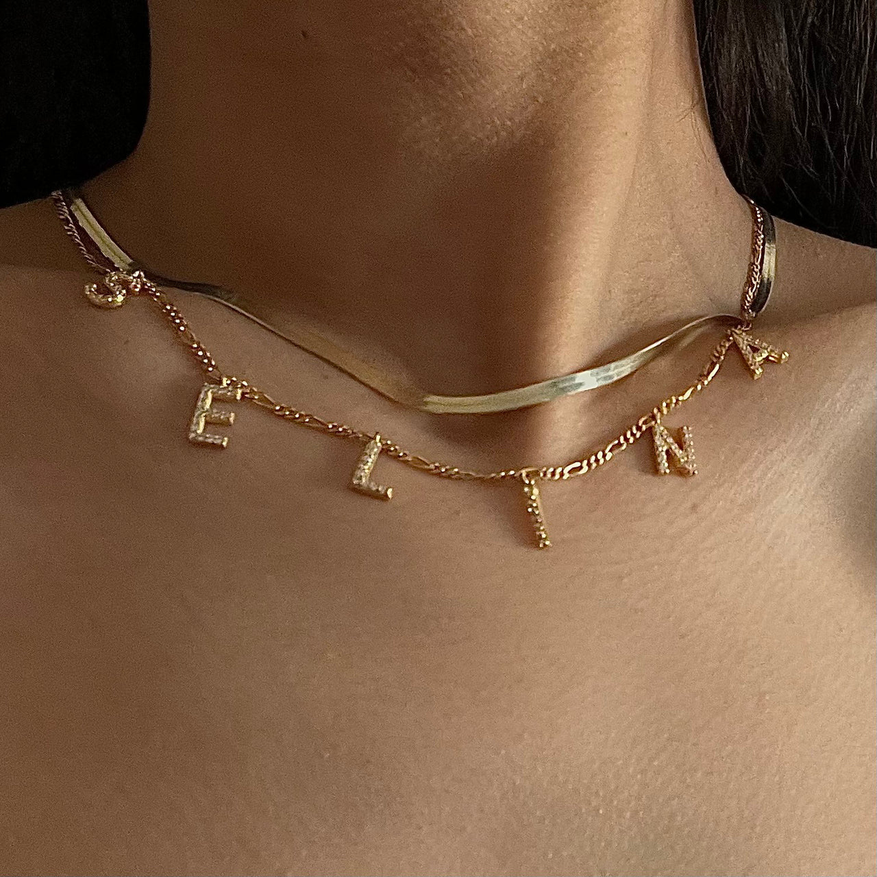 CHOCKER NAMENSKETTE MIT ZIRKONIA STEIN aus 925 Silber - Eleganter Halskette - AURIME