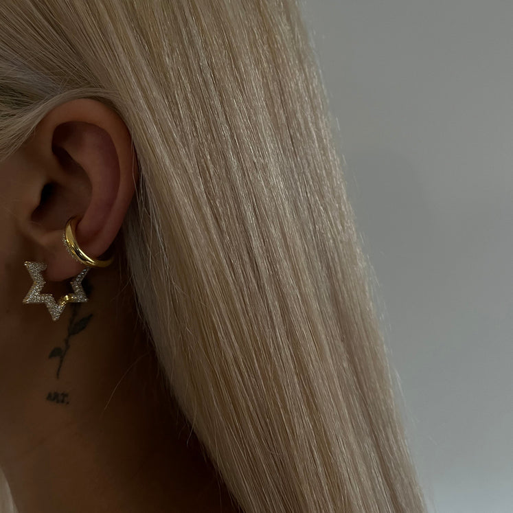 HALB STERN OHRRING aus 925 Silber - Eleganter Ohrringe - AURIME