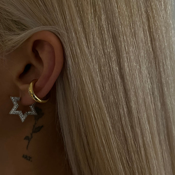 HALB STERN OHRRING aus 925 Silber - Eleganter Ohrringe - AURIME