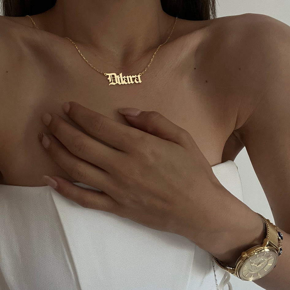 NAMENSKETTE OLD ENGLISH aus 925 Silber - Eleganter Halskette - AURIME