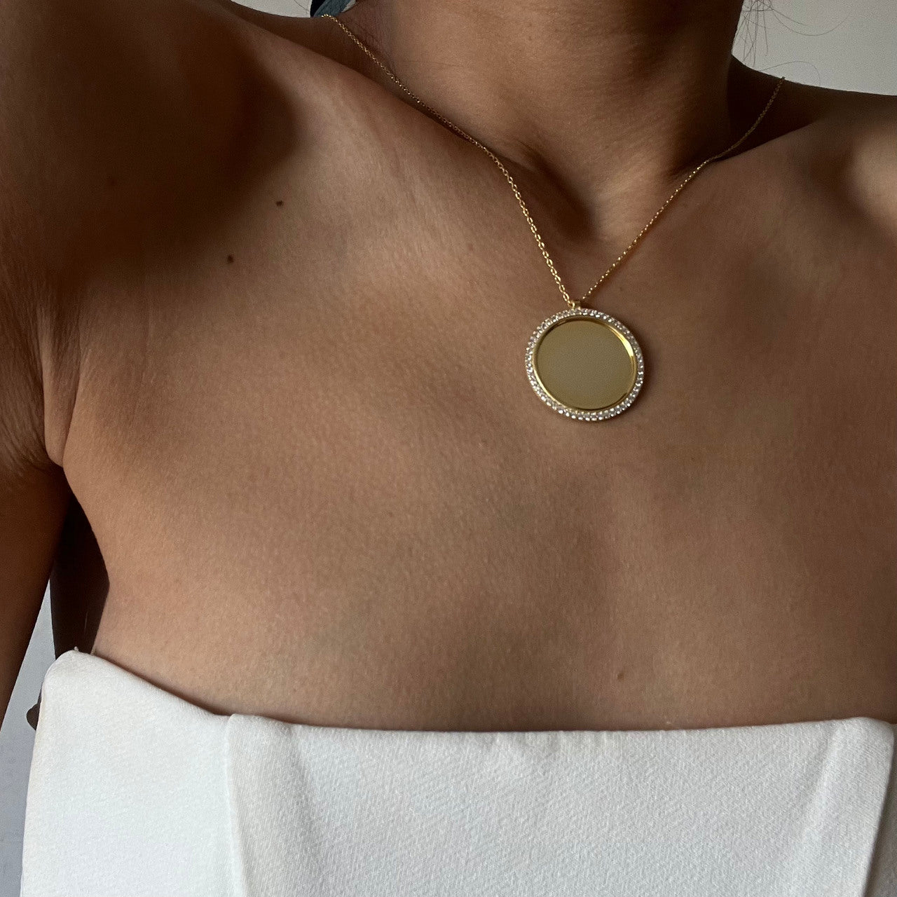 ZIRKONIA PLÄTTCHEN GRAVURKETTE aus 925 Silber - Eleganter Halskette - AURIME