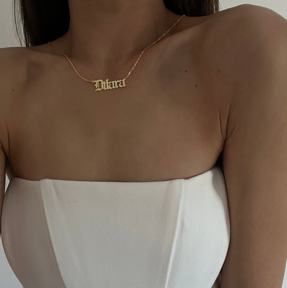 NAMENSKETTE OLD ENGLISH aus 925 Silber - Eleganter Halskette - AURIME